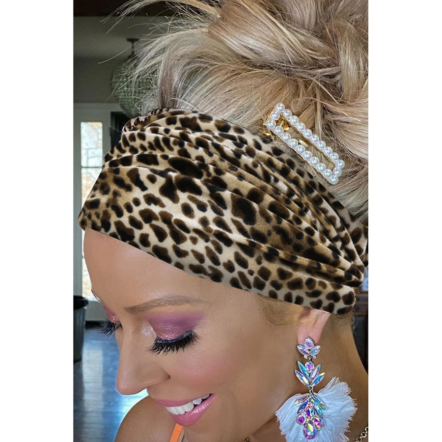 Boho Velvet Leopard Headband Image 1