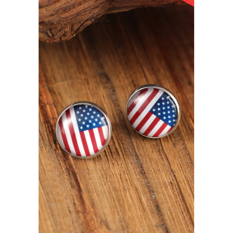 American Flag Glass Stud Earrings Image 1