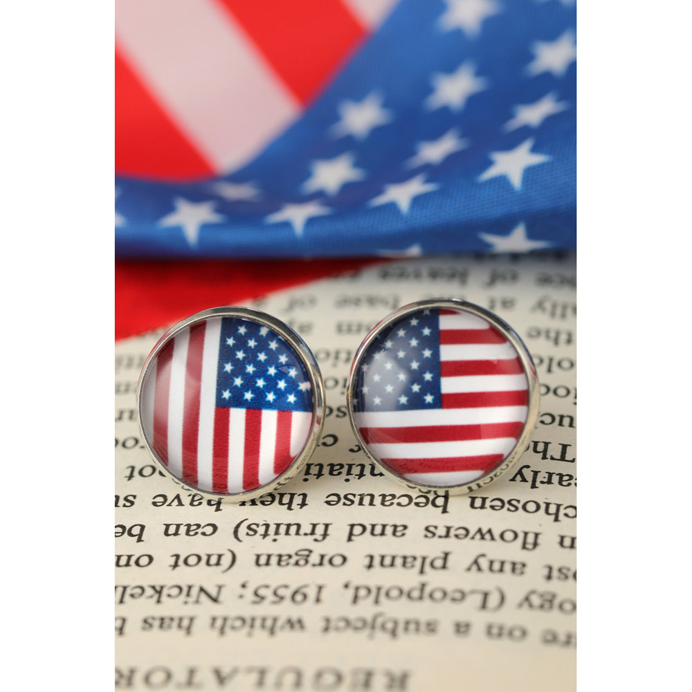 American Flag Glass Stud Earrings Image 2