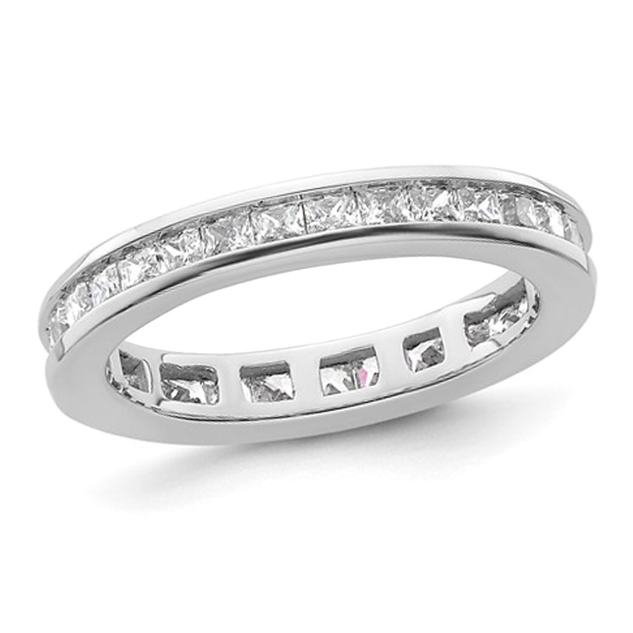 1.00 Carat (ctw H-II1-I2) Princess-Cut Diamond Eternity Wedding Band Ring in 14K White Gold Image 1