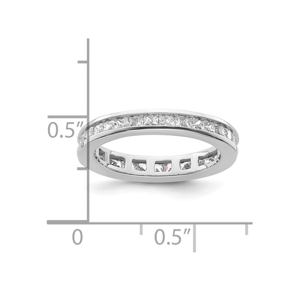 1.00 Carat (ctw H-II1-I2) Princess-Cut Diamond Eternity Wedding Band Ring in 14K White Gold Image 2