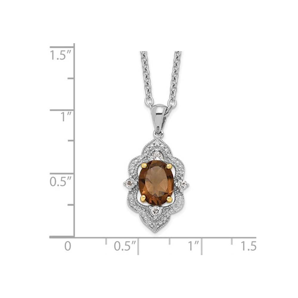 1.64 Carat (ctw) Smoky Quartz Pendant Necklace in Sterling Silver with Chain Image 2