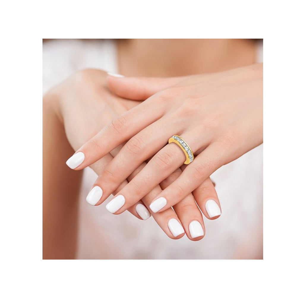 3.00 Carat (ctw Color H-II1-I2) Princess-Cut Diamond Eternity Wedding Band Ring in 14K White Gold Image 2