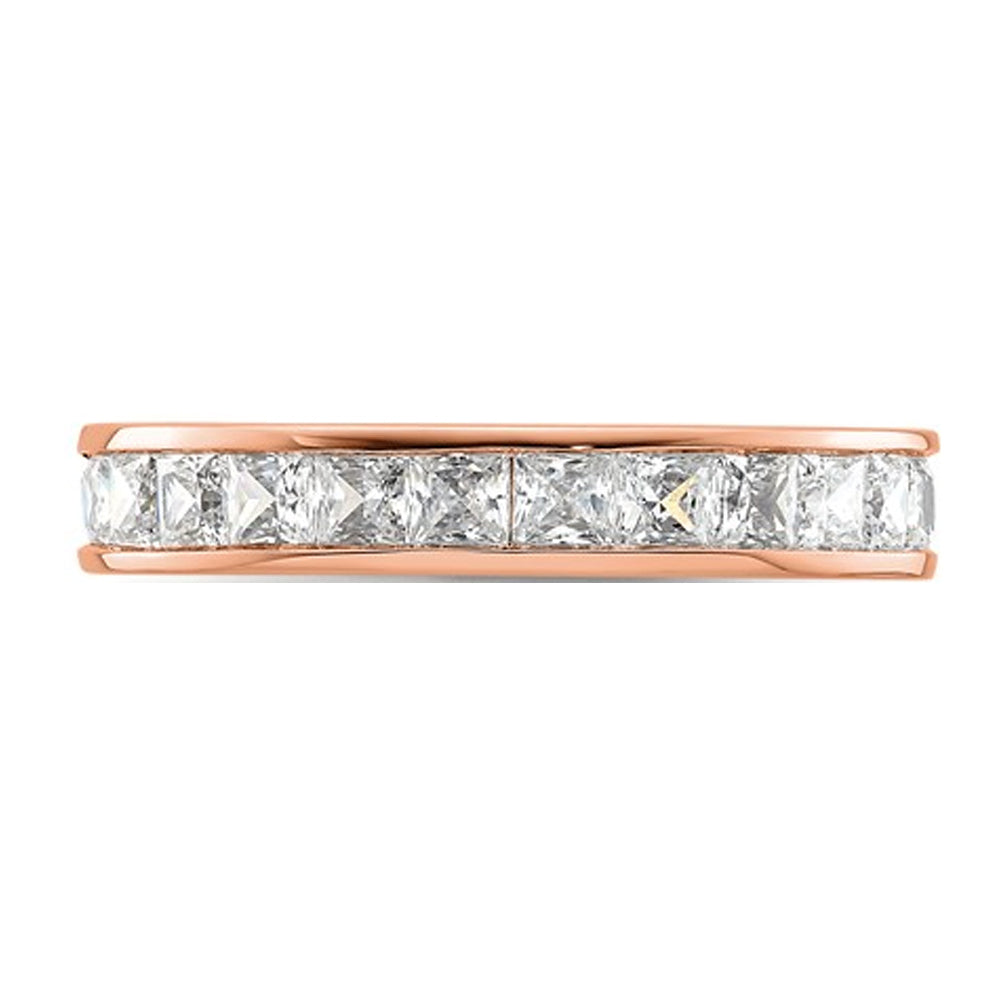 2.00 Carat (ctw H-II1-I2) Princess-Cut Diamond Eternity Wedding Band Ring in 14K Rose Pink Gold Image 2