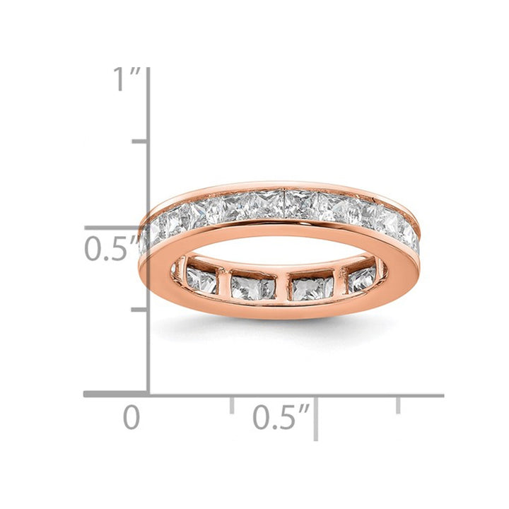 2.00 Carat (ctw H-II1-I2) Princess-Cut Diamond Eternity Wedding Band Ring in 14K Rose Pink Gold Image 3