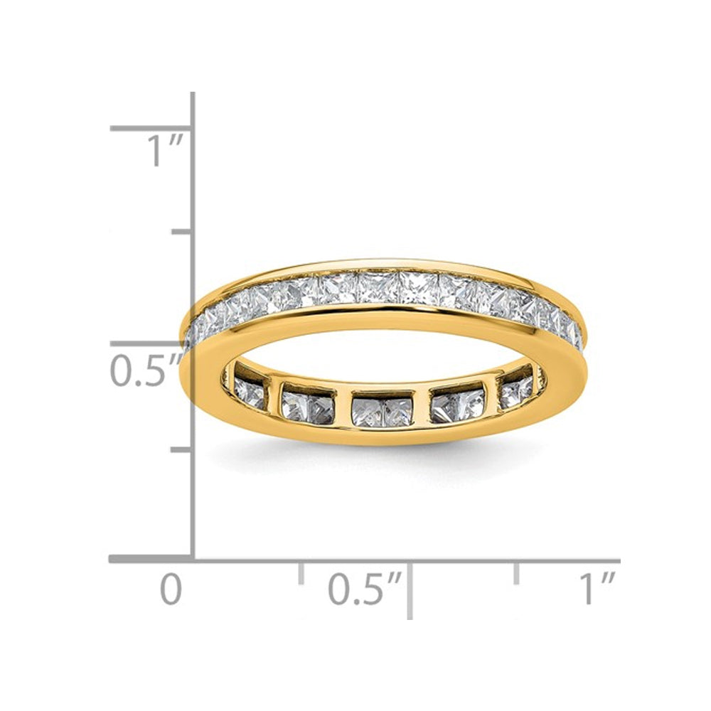 2.00 Carat (ctw Color H-II1-I2) Princess-Cut Diamond Eternity Wedding Band Ring in 14K Yellow Gold Image 2