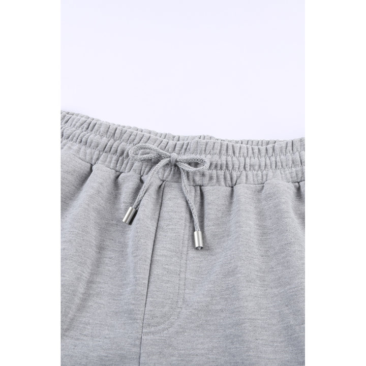 Womens Gray Tie Waist Side Pockets Cuffed Lounge Shorts Image 7