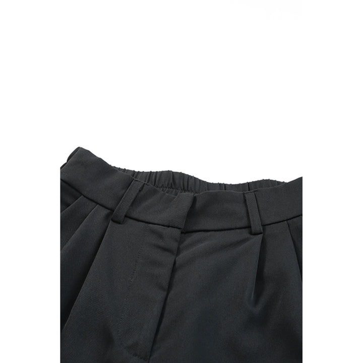 Womens Black Casual Pocketed High Waist Bermuda Shorts Image 4
