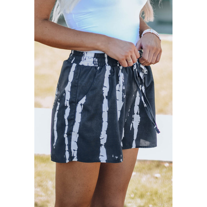Womens Gray Tie Dye Drawstring Casual Shorts Image 3