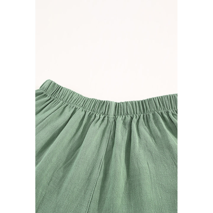 Womens Green High Waist Pocketed Ruffle Shorts Image 11