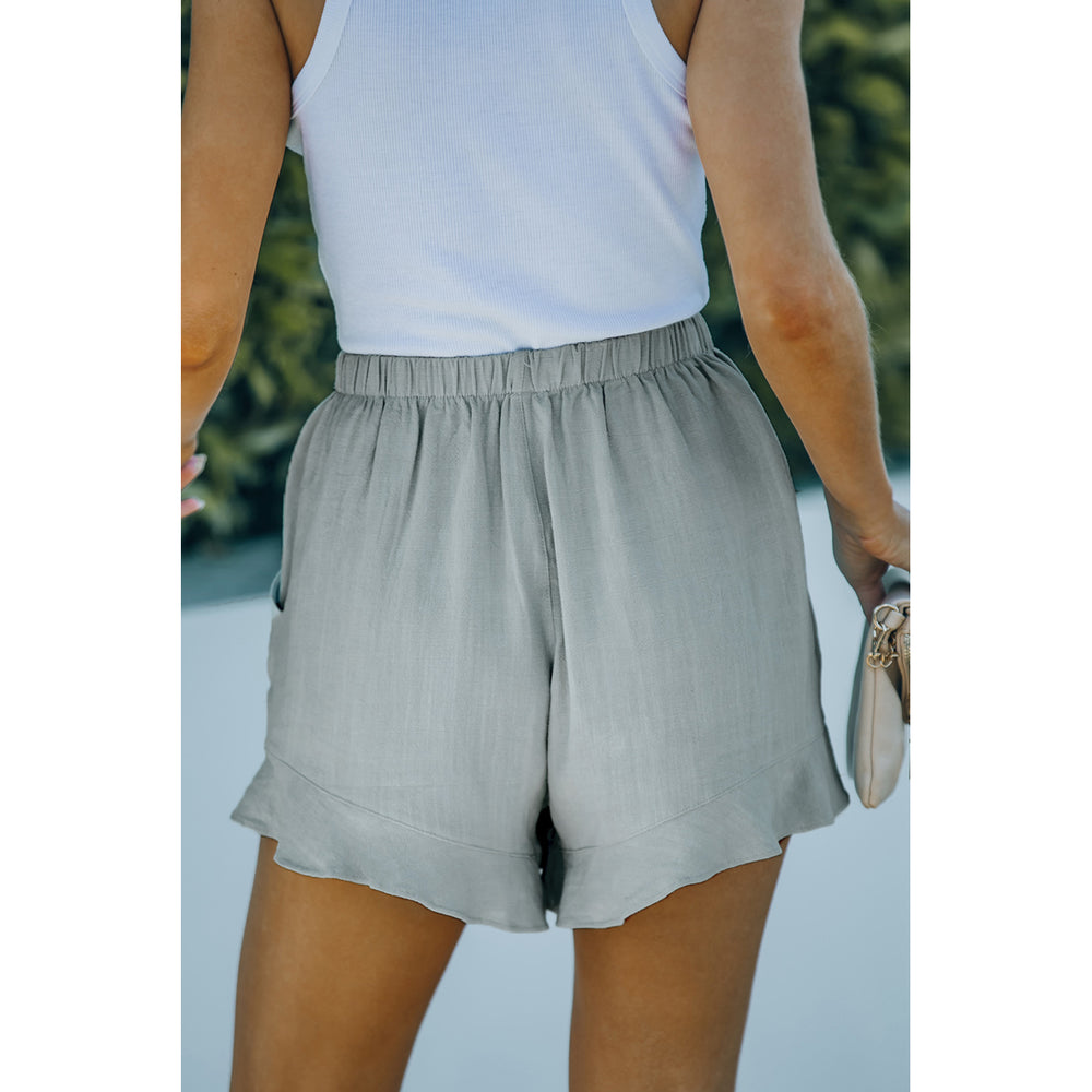 Womens High Waist Pocketed Ruffle Shorts Image 2