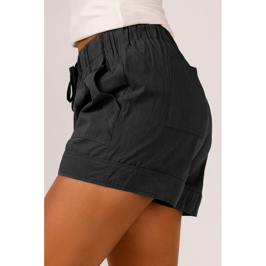 Womens Black Strive Pocketed Tencel Shorts Image 1