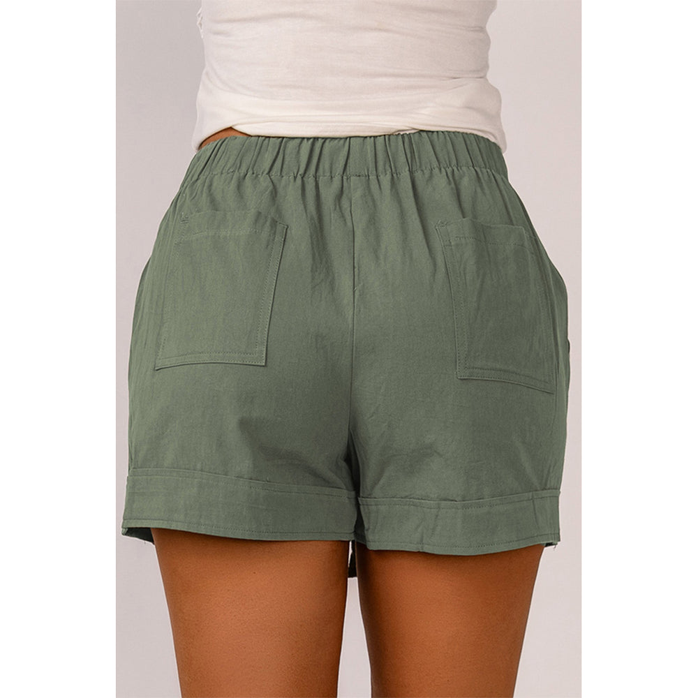 Womens Green Strive Pocketed Tencel Shorts Image 2