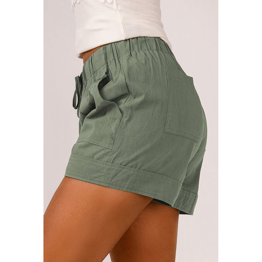 Womens Green Strive Pocketed Tencel Shorts Image 1
