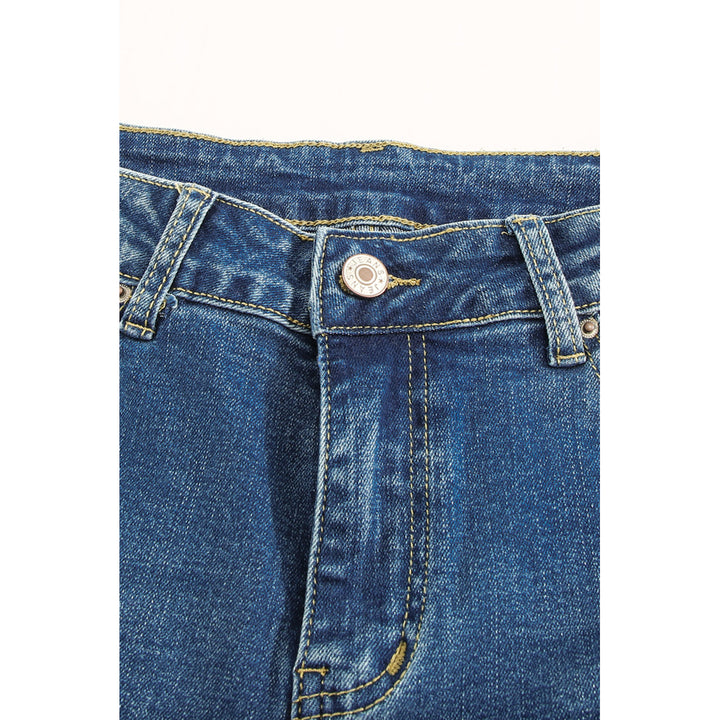 Womens Dark Wash Mid Rise Flare Jeans Image 7