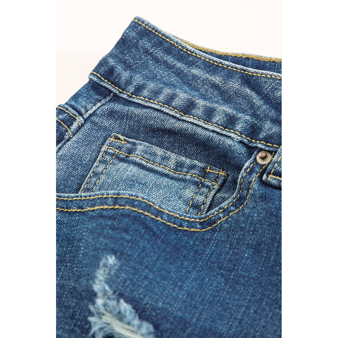 Womens Dark Wash Mid Rise Flare Jeans Image 8