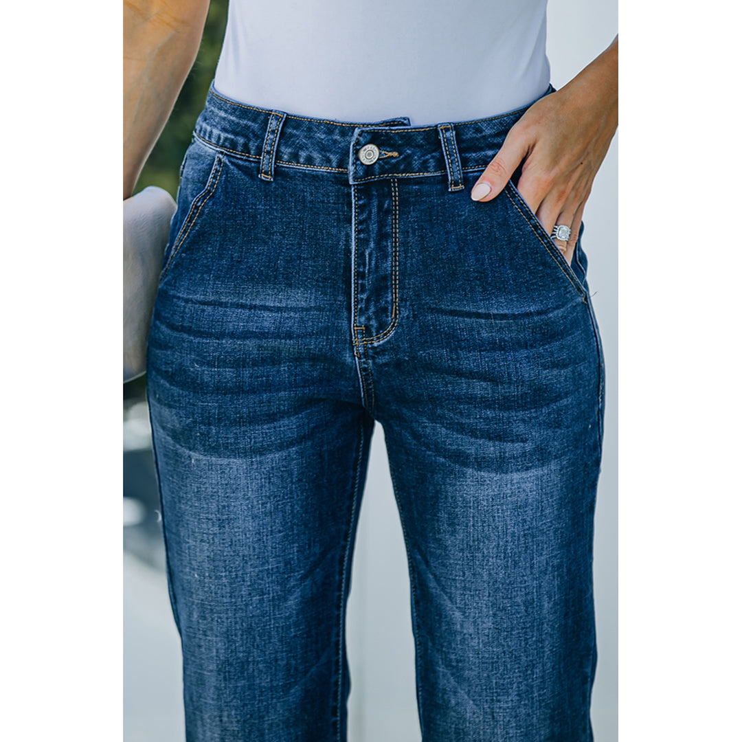 Womens Blue Wide Leg High Rise Jeans Image 6