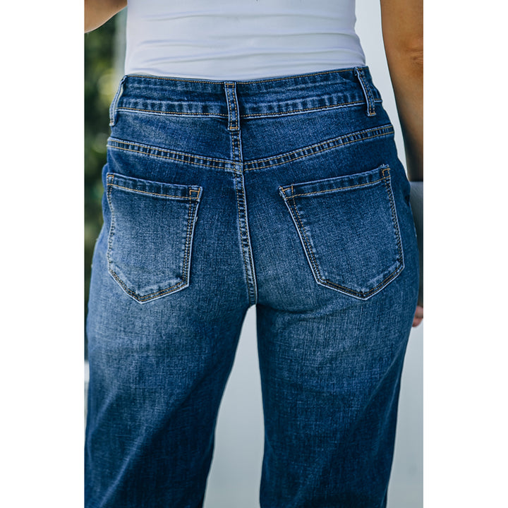 Womens Blue Wide Leg High Rise Jeans Image 7
