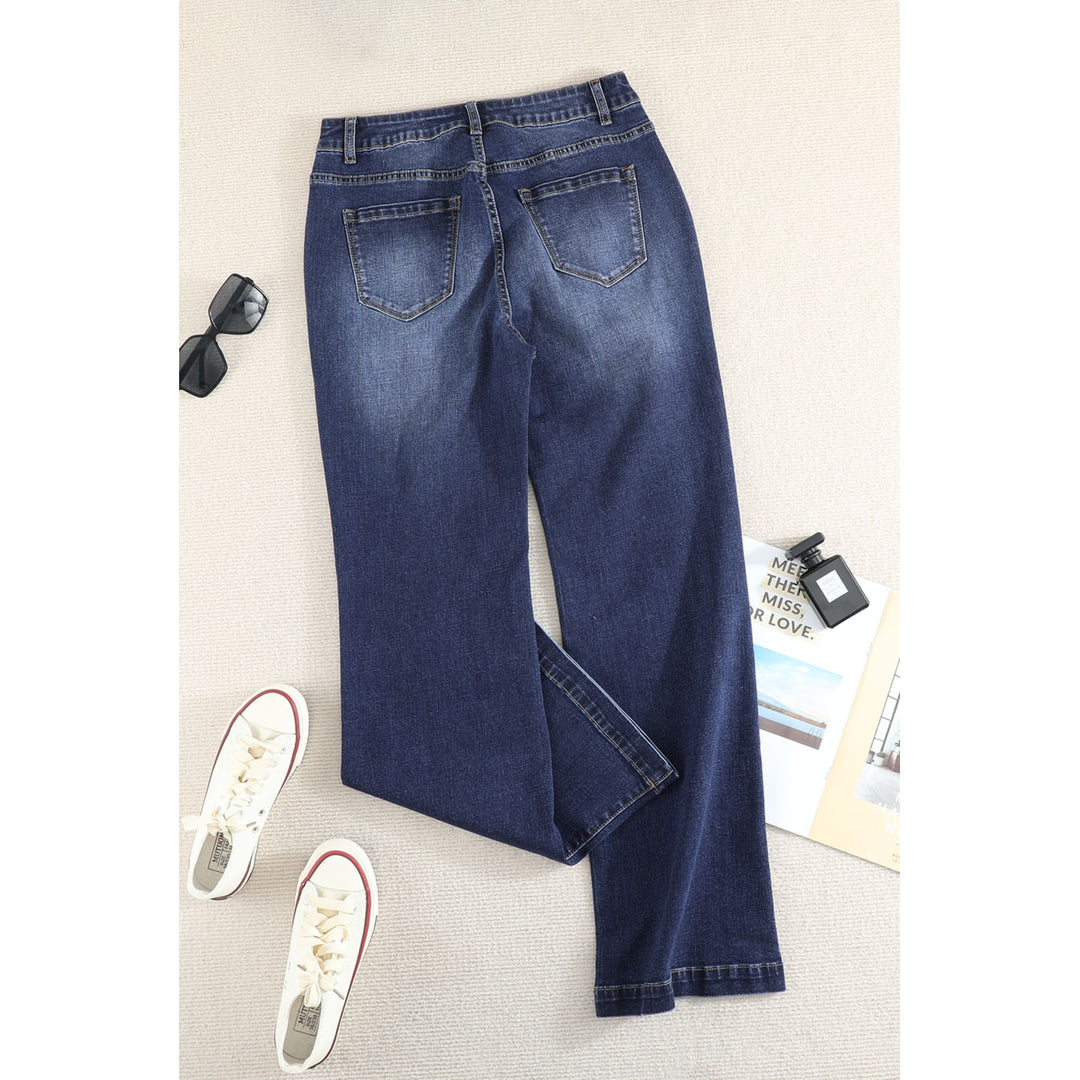 Womens Blue Wide Leg High Rise Jeans Image 12