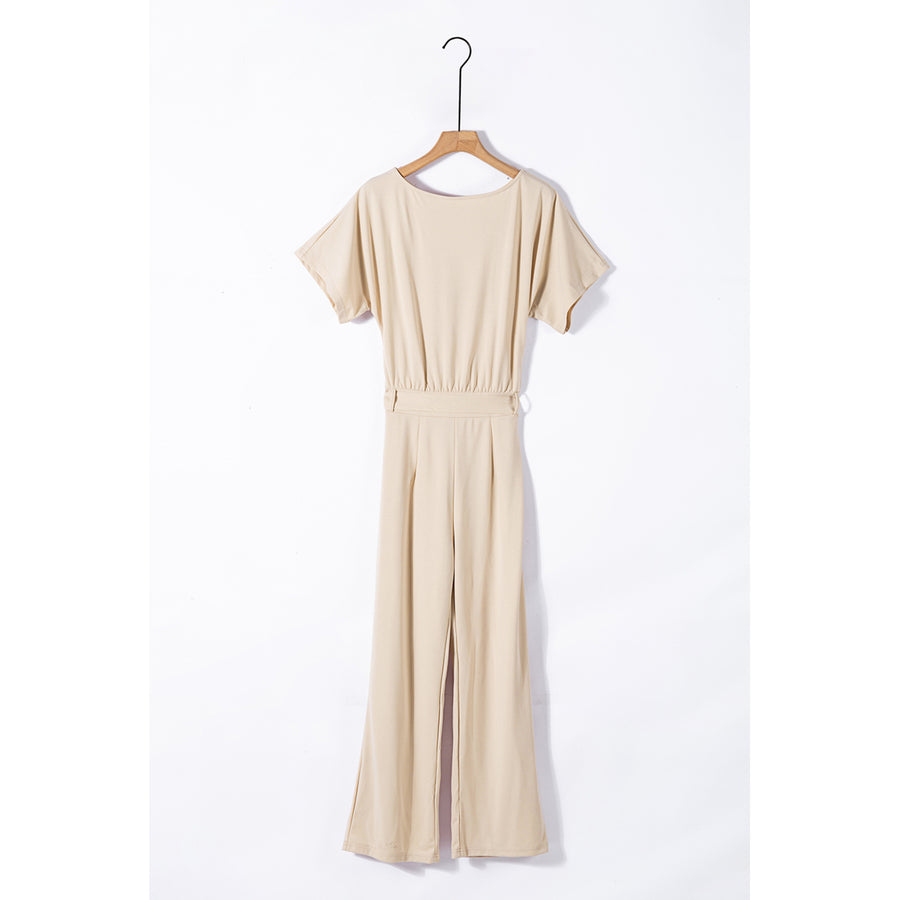 Womens Apricot Oh So Glam Belted Wide Leg Jumpsuit Image 1
