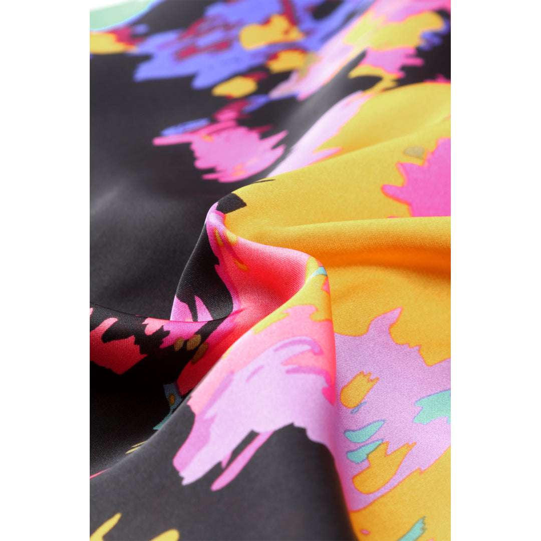Womens Black Abstract/Leopard Print Wrap Hem Mini Skirt Image 3