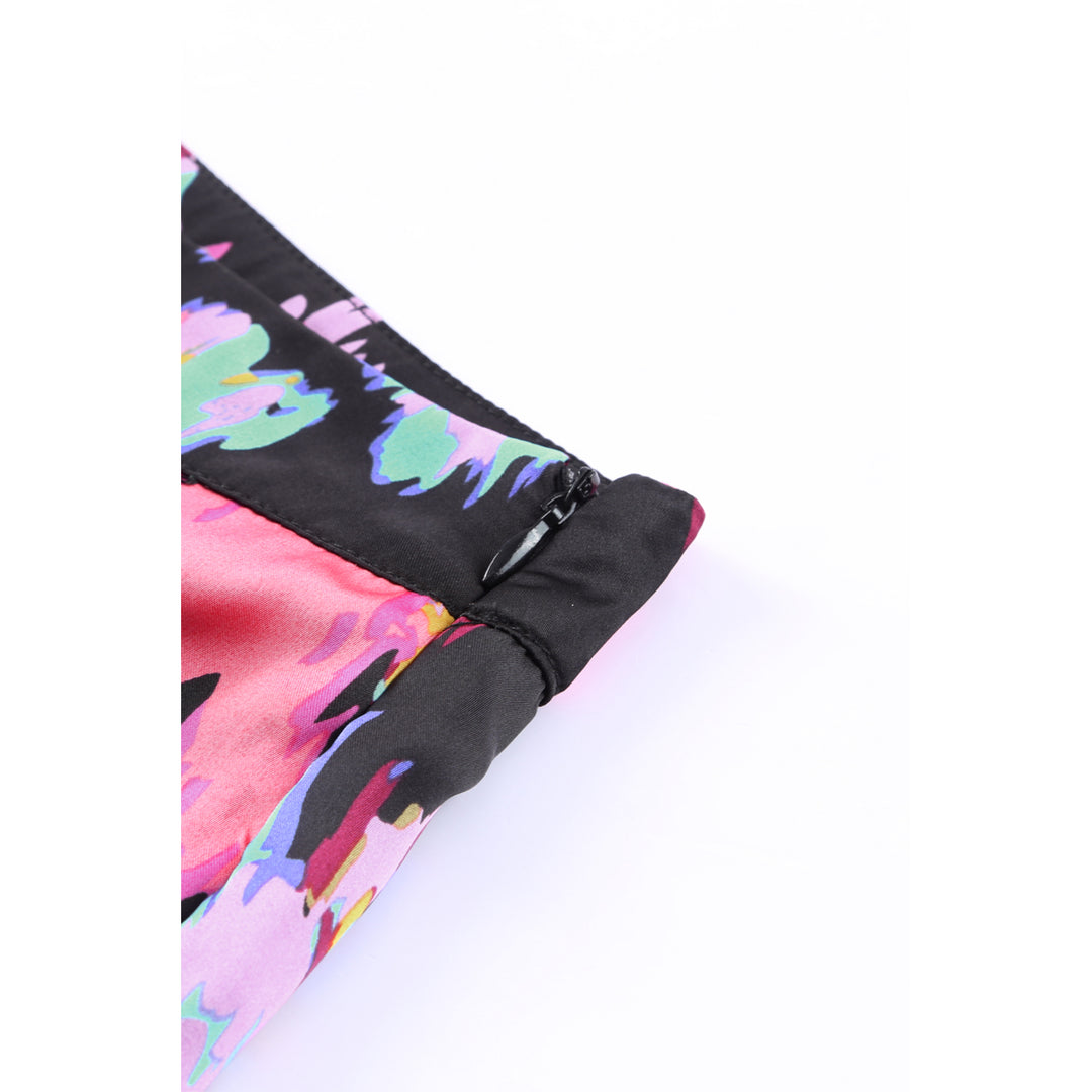Womens Black Abstract/Leopard Print Wrap Hem Mini Skirt Image 4