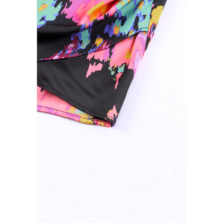 Womens Black Abstract/Leopard Print Wrap Hem Mini Skirt Image 6