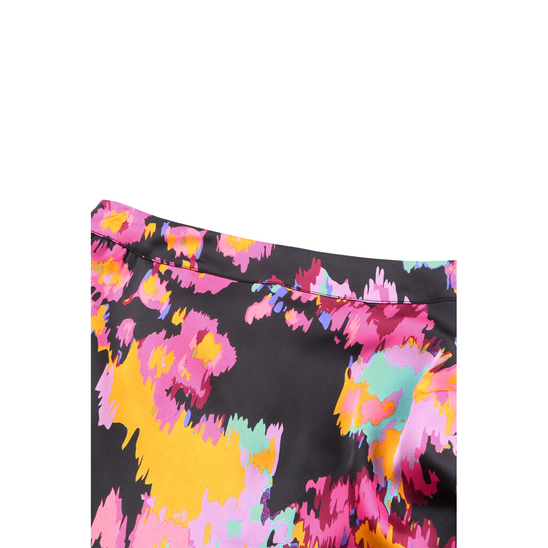 Womens Black Abstract/Leopard Print Wrap Hem Mini Skirt Image 7