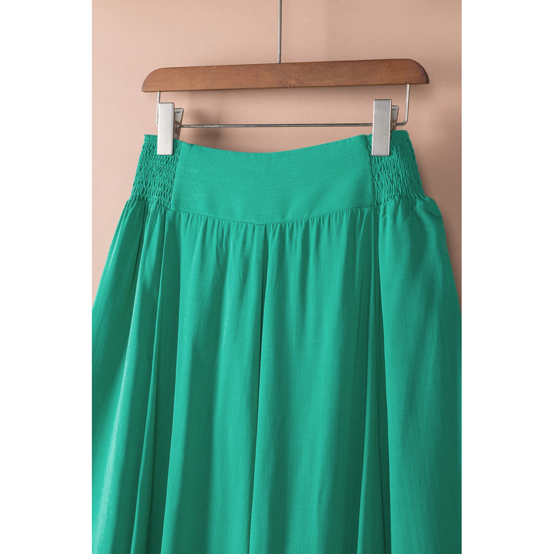 Womens Green Asymmetric Flounce Belted High Waist Maxi Skirts Image 10