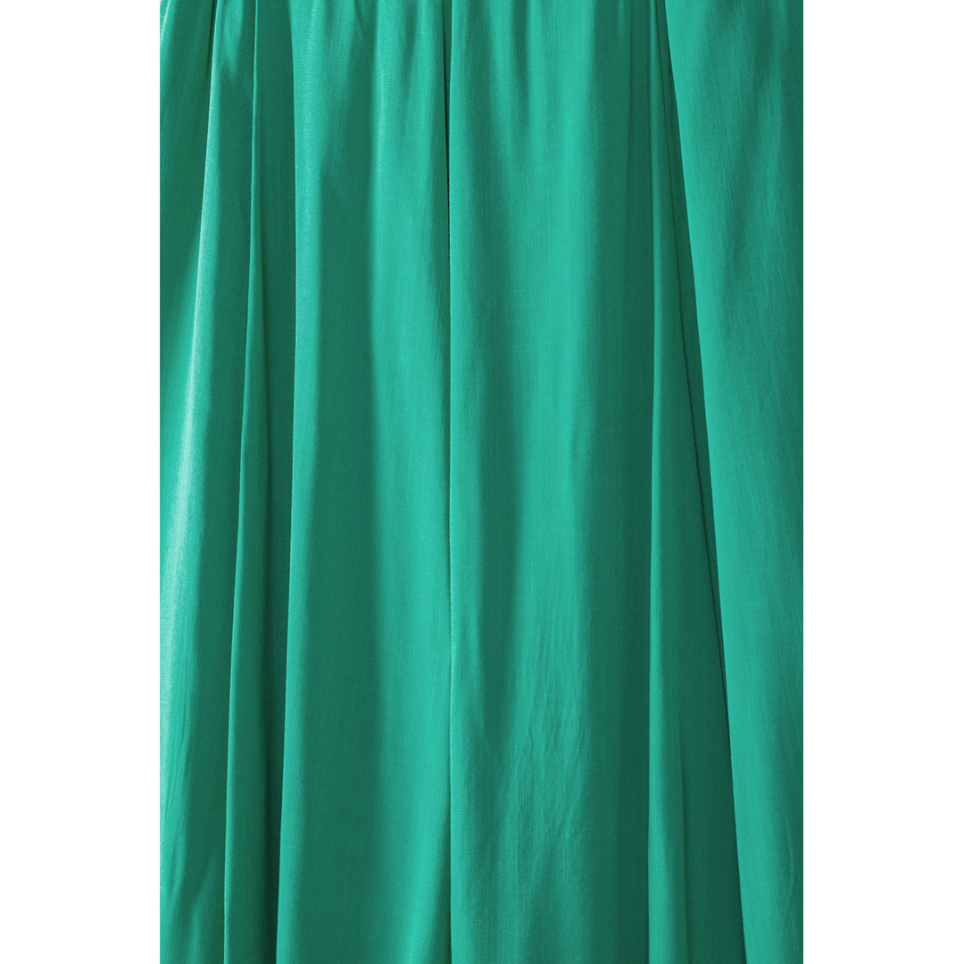 Womens Green Asymmetric Flounce Belted High Waist Maxi Skirts Image 11