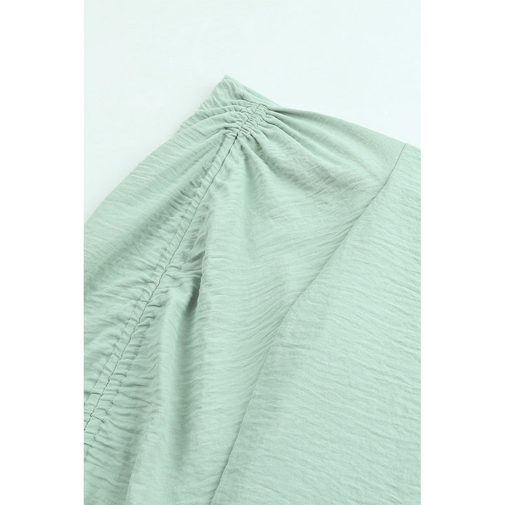Womens Green Drawstring Side Split High Waist Long Skirt Image 9