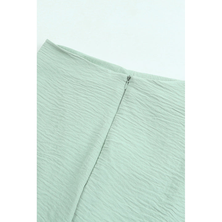 Womens Green Drawstring Side Split High Waist Long Skirt Image 12