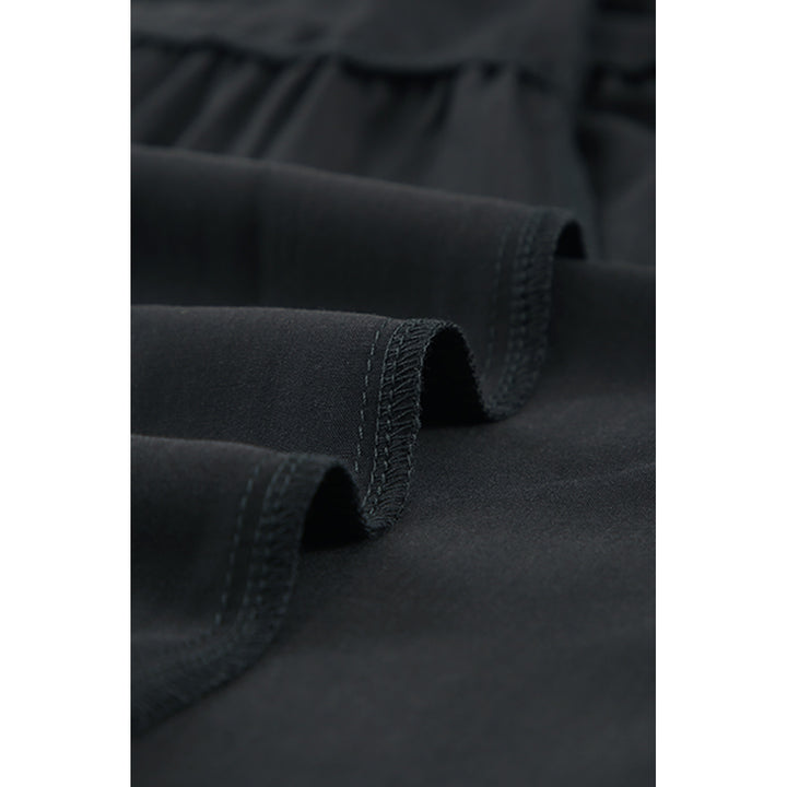 Womens Black Solid Layered Ruffled Drawstring High Waist Maxi Skirt Image 10