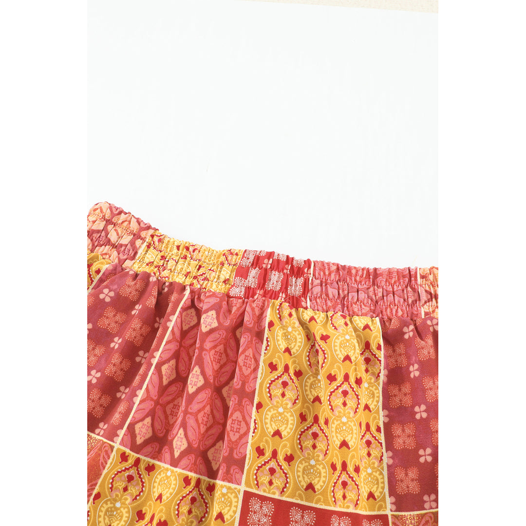 Womens Orange Tiered Paisley Print Pocketed Maxi Skirt Image 8