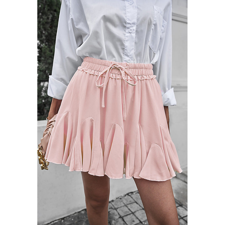 Womens Pink Korean High Waist Tutu Pleated Mini Skirt Image 3
