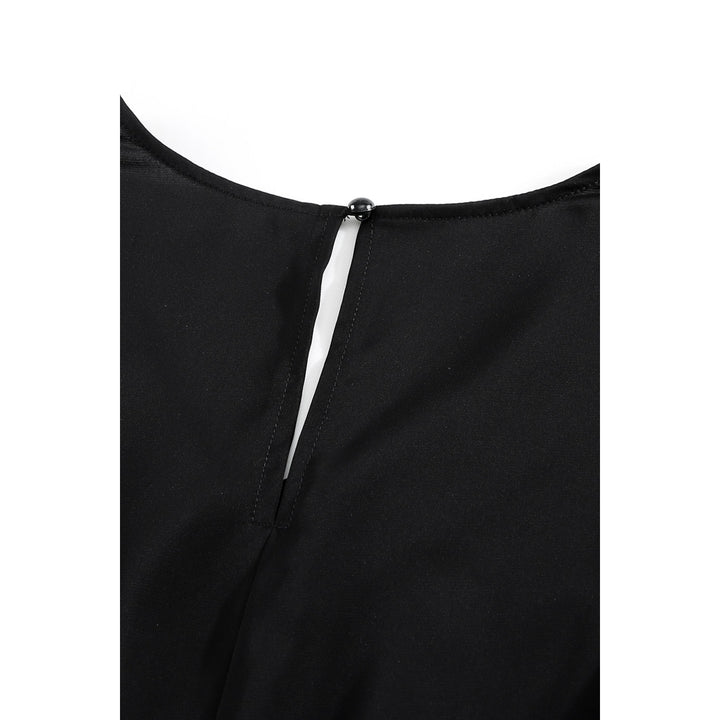 Womens Black Tiered Ruffle Balloon Sleeve Mini Dress Image 10