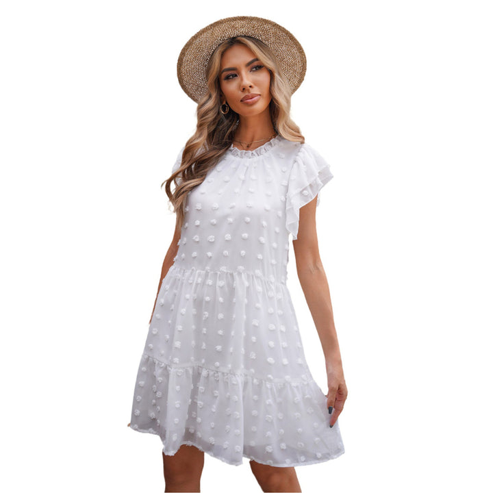 Womens White Swiss Dot Layered Mini Dress Image 7