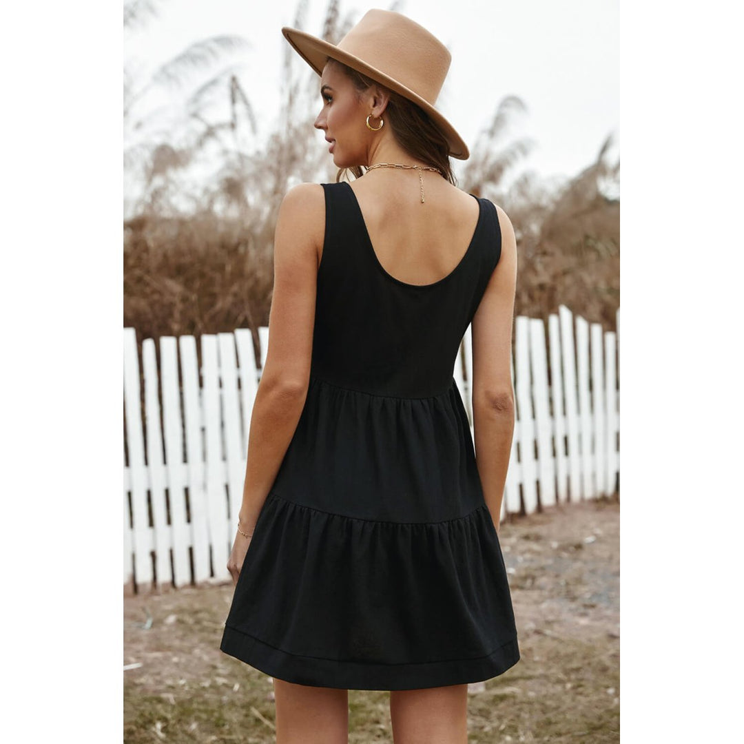 Womens Black Tiered Ruffled Mini Dress Image 1