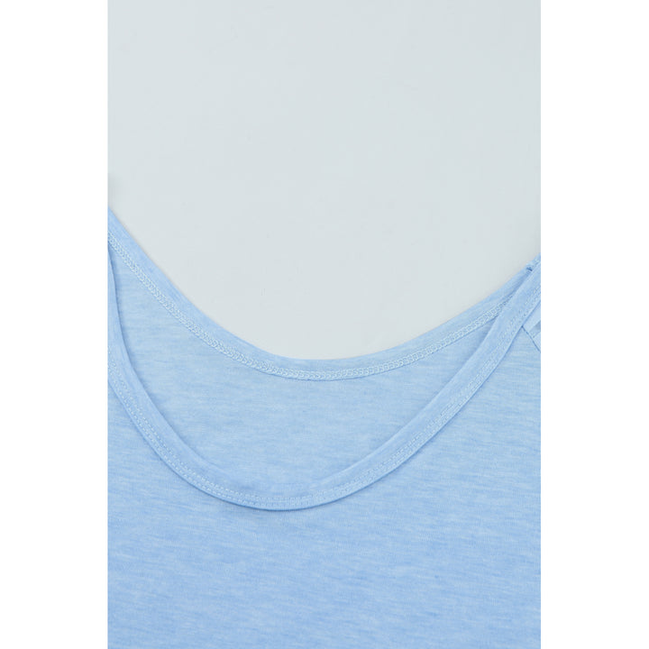 Womens Sky Blue Sheer Striped Short Sleeve Flare T-shirt Mini Dress Image 3