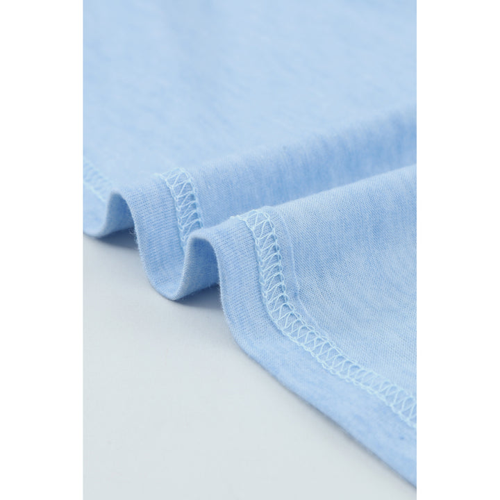 Womens Sky Blue Sheer Striped Short Sleeve Flare T-shirt Mini Dress Image 7