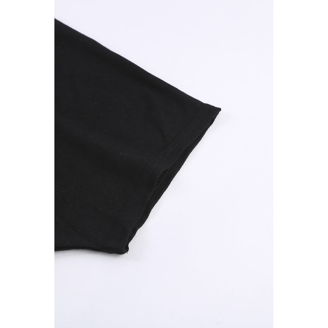 Womens Black Triple Colorblock Splicing Short Sleeve Mini Dress with Pockets Image 11