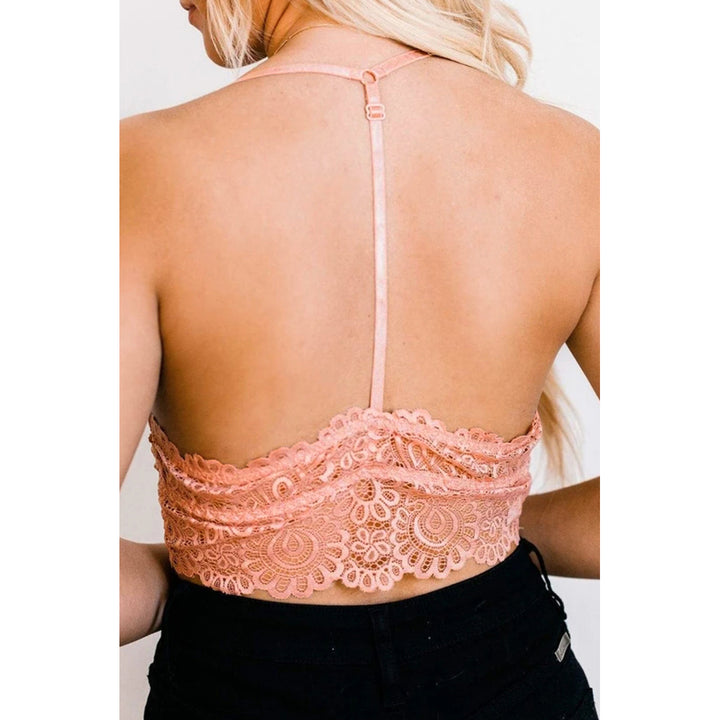 Womens Pink Long Line Lace Bralette Image 6