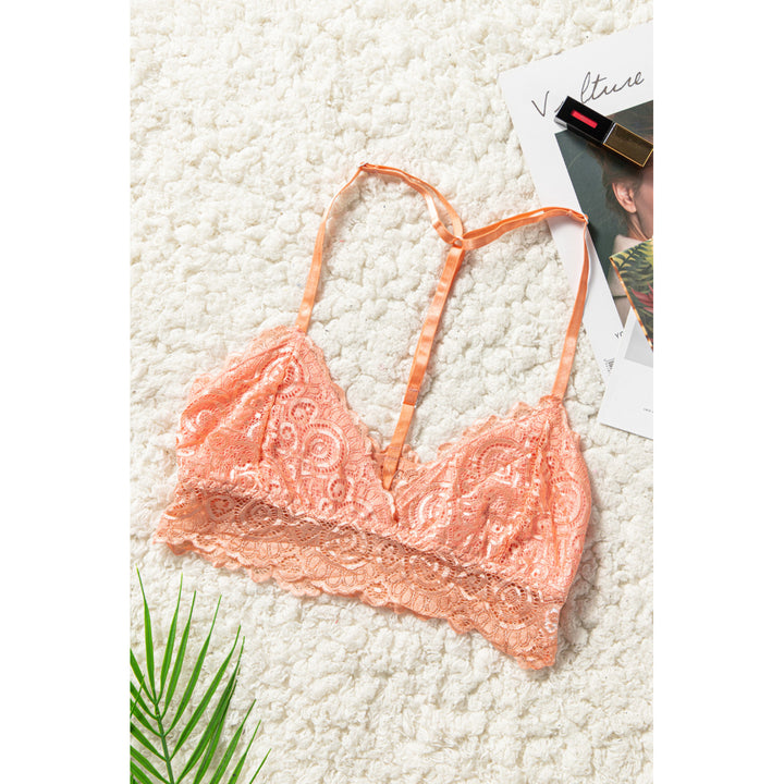 Womens Pink Long Line Lace Bralette Image 7