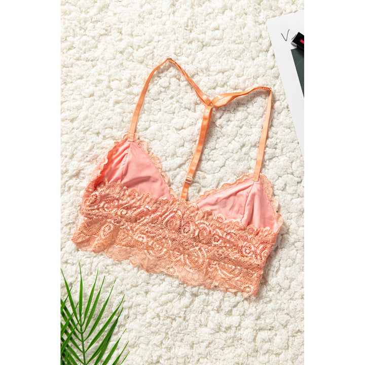 Womens Pink Long Line Lace Bralette Image 8