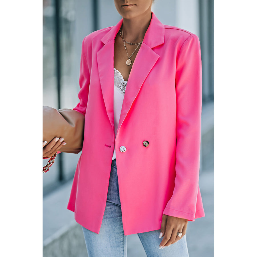 Womens Pink Solid Lapel Collar Back Chain Blazer Image 1