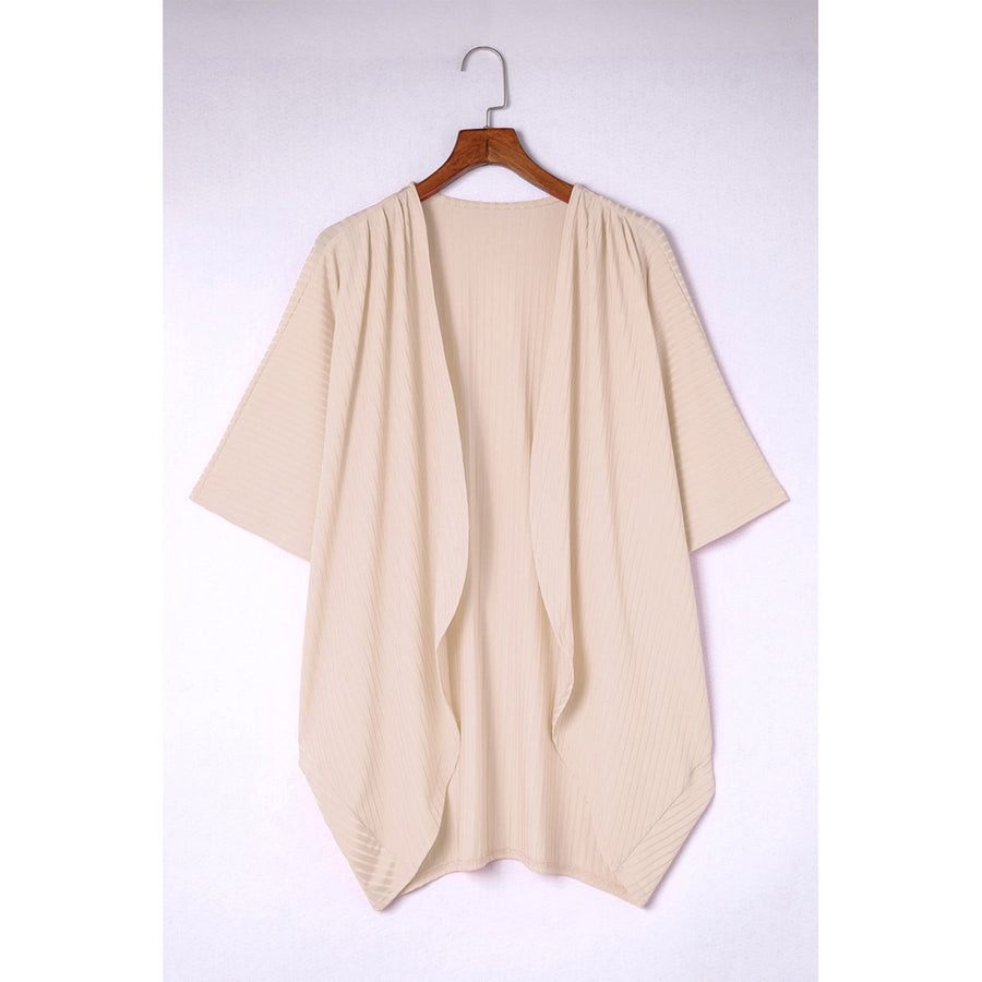 Womens Apricot Shimmer Ribbed Texture Plus Size Cardigan Image 1