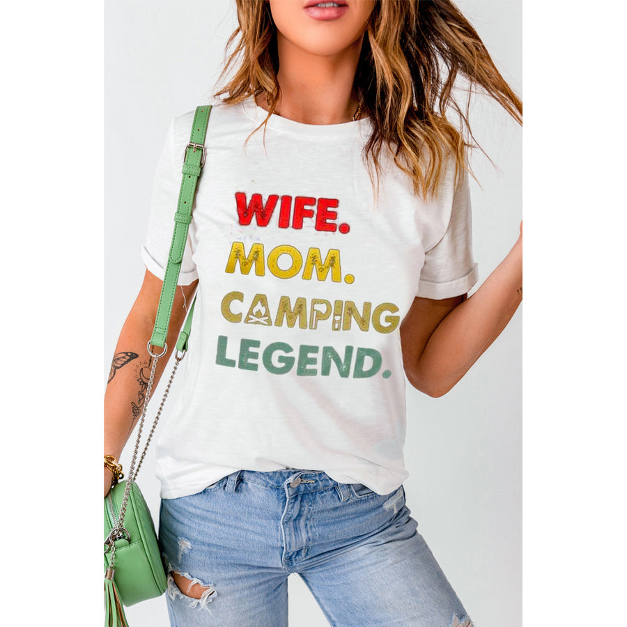 Womens White WIFE MOM CAMPING LEGEND Short Sleeve T Shirt Image 1