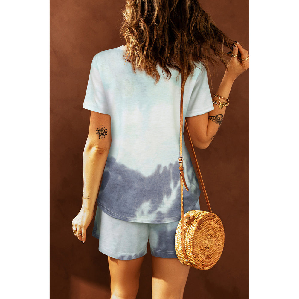 Womens Sky Blue Lets Get Salty Lemon Jucy Graphic Tie Dye Loungewear Set Image 2