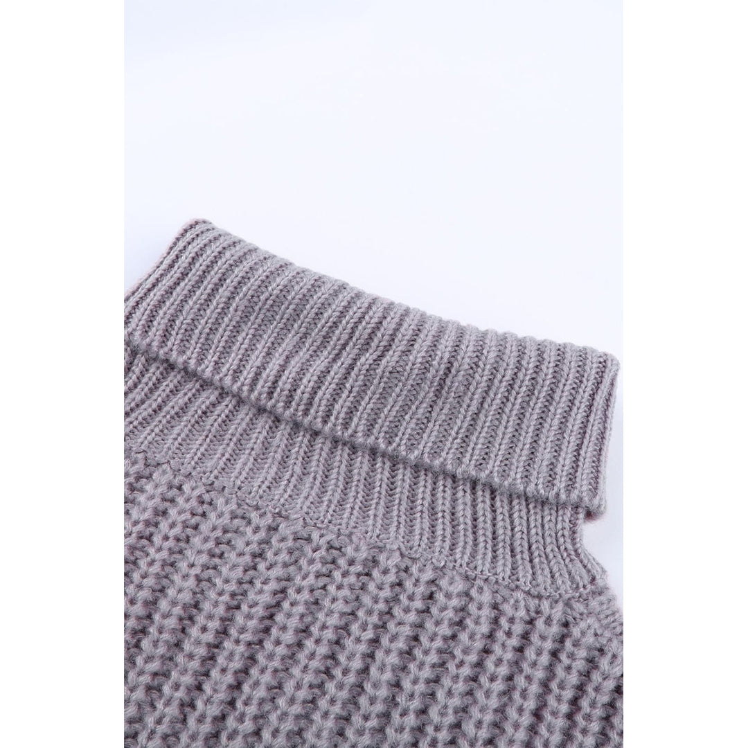 Womens Gray Chunky Turtleneck Sweater Image 4