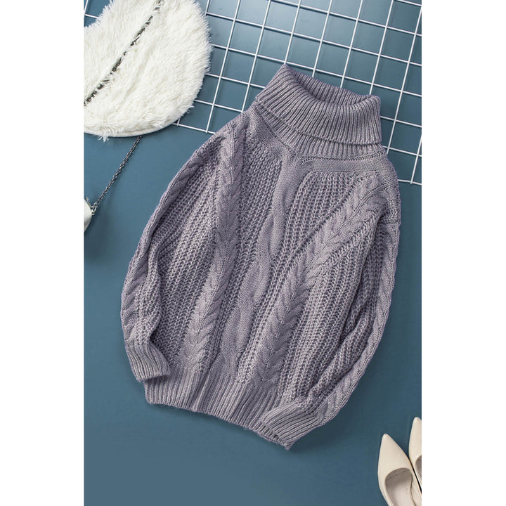 Womens Gray Chunky Turtleneck Sweater Image 8